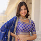 Lorenvalley Blue Pure Viscose Jacquard with Embroidered Sequins work Lehenga Choli | Swadesiicart
