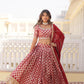 Lorenvalley Maroon Pure Viscose Jacquard with Embroidered Sequins work Lehenga Choli | Swadesiicart