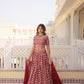 Lorenvalley Maroon Pure Viscose Jacquard with Embroidered Sequins work Lehenga Choli | Swadesiicart