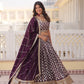Lorenvalley Purple Pure Viscose Jacquard with Embroidered Sequins work Lehenga Choli | Swadesiicart