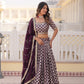 Lorenvalley Purple Pure Viscose Jacquard with Embroidered Sequins work Lehenga Choli | Swadesiicart