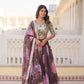 Lorenvalley Brown Russian Silk Digital Printed with Embroidered Sequins work Lehenga Choli | Swadesiicart
