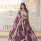 Lorenvalley Brown Russian Silk Digital Printed with Embroidered Sequins work Lehenga Choli | Swadesiicart