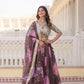 Lorenvalley Brown Russian Silk Digital Printed with Embroidered Sequins work Lehenga Choli | Swadesiicart