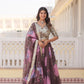 Lorenvalley Brown Russian Silk Digital Printed with Embroidered Sequins work Lehenga Choli | Swadesiicart