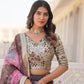 Lorenvalley Brown Russian Silk Digital Printed with Embroidered Sequins work Lehenga Choli | Swadesiicart