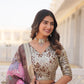 Lorenvalley Brown Russian Silk Digital Printed with Embroidered Sequins work Lehenga Choli | Swadesiicart