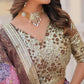 Lorenvalley Brown Russian Silk Digital Printed with Embroidered Sequins work Lehenga Choli | Swadesiicart