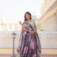 Lorenvalley Grey Russian Silk Digital Printed with Embroidered Sequins work Lehenga Choli | Swadesiicart