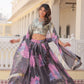 Lorenvalley Grey Russian Silk Digital Printed with Embroidered Sequins work Lehenga Choli | Swadesiicart