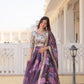 Lorenvalley Purple Russian Silk Digital Printed with Embroidered Sequins work Lehenga Choli | Swadesiicart