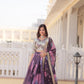 Lorenvalley Purple Russian Silk Digital Printed with Embroidered Sequins work Lehenga Choli | Swadesiicart