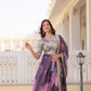 Lorenvalley Purple Russian Silk Digital Printed with Embroidered Sequins work Lehenga Choli | Swadesiicart