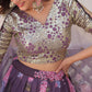 Lorenvalley Purple Russian Silk Digital Printed with Embroidered Sequins work Lehenga Choli | Swadesiicart