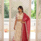 Lorenvalley Cream Pure Viscose Jacquard with 2D Dyeing and Embroidered Sequins work Lehenga Choli | Swadesiicart