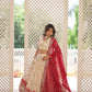 Lorenvalley Cream Pure Viscose Jacquard with 2D Dyeing and Embroidered Sequins work Lehenga Choli | Swadesiicart