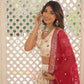 Lorenvalley Cream Pure Viscose Jacquard with 2D Dyeing and Embroidered Sequins work Lehenga Choli | Swadesiicart