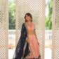 Lorenvalley Peach Pure Viscose Jacquard with 2D Dyeing and Embroidered Sequins work Lehenga Choli | Swadesiicart