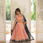 Lorenvalley Peach Pure Viscose Jacquard with 2D Dyeing and Embroidered Sequins work Lehenga Choli | Swadesiicart
