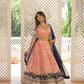 Lorenvalley Peach Pure Viscose Jacquard with 2D Dyeing and Embroidered Sequins work Lehenga Choli | Swadesiicart