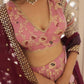 Lorenvalley Pink Pure Viscose Jacquard with 2D Dyeing and Embroidered Sequins work Lehenga Choli | Swadesiicart