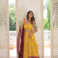 Lorenvalley Yellow Pure Viscose Jacquard with 2D Dyeing and Embroidered Sequins work Lehenga Choli | Swadesiicart