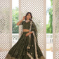 Lorenvalley Green Pure Viscose Jacquard with Double Zari work Lehenga Choli | Swadesiicart