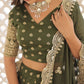 Lorenvalley Green Pure Viscose Jacquard with Double Zari work Lehenga Choli | Swadesiicart