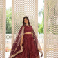 Lorenvalley Maroon Pure Viscose Jacquard with Double Zari work Lehenga Choli | Swadesiicart