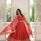 Lorenvalley Red Pure Viscose Jacquard with Double Zari work Lehenga Choli | Swadesiicart