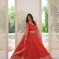 Lorenvalley Red Pure Viscose Jacquard with Double Zari work Lehenga Choli | Swadesiicart