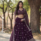 Lorenvalley Purple Faux Blooming Georgette with Sequins & Thread Embroidered work Lehenga Choli | Swadesiicart