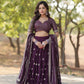 Lorenvalley Purple Faux Blooming Georgette with Sequins & Thread Embroidered work Lehenga Choli | Swadesiicart