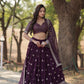Lorenvalley Purple Faux Blooming Georgette with Sequins & Thread Embroidered work Lehenga Choli | Swadesiicart