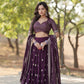 Lorenvalley Purple Faux Blooming Georgette with Sequins & Thread Embroidered work Lehenga Choli | Swadesiicart