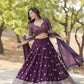 Lorenvalley Purple Faux Blooming Georgette with Sequins & Thread Embroidered work Lehenga Choli | Swadesiicart