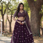Lorenvalley Purple Faux Blooming Georgette with Sequins & Thread Embroidered work Lehenga Choli | Swadesiicart