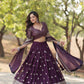 Lorenvalley Purple Faux Blooming Georgette with Sequins & Thread Embroidered work Lehenga Choli | Swadesiicart