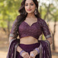 Lorenvalley Purple Faux Blooming Georgette with Sequins & Thread Embroidered work Lehenga Choli | Swadesiicart
