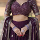 Lorenvalley Purple Faux Blooming Georgette with Sequins & Thread Embroidered work Lehenga Choli | Swadesiicart