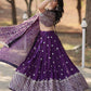 Lorenvalley Purple Faux Blooming Georgette with Sequins & Thread Embroidered work Lehenga Choli | Swadesiicart
