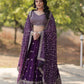 Lorenvalley Purple Faux Blooming Georgette with Sequins & Thread Embroidered work Lehenga Choli | Swadesiicart
