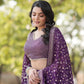 Lorenvalley Purple Faux Blooming Georgette with Sequins & Thread Embroidered work Lehenga Choli | Swadesiicart