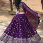 Lorenvalley Purple Faux Blooming Georgette with Sequins & Thread Embroidered work Lehenga Choli | Swadesiicart