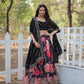 Lorenvalley Black Faux Georgette Digital Printed with Sequins & Thread Embroidered work Lehenga Choli | Swadesiicart