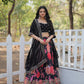 Lorenvalley Black Faux Georgette Digital Printed with Sequins & Thread Embroidered work Lehenga Choli | Swadesiicart