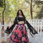 Lorenvalley Black Faux Georgette Digital Printed with Sequins & Thread Embroidered work Lehenga Choli | Swadesiicart
