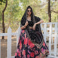 Lorenvalley Black Faux Georgette Digital Printed with Sequins & Thread Embroidered work Lehenga Choli | Swadesiicart