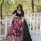 Lorenvalley Black Faux Georgette Digital Printed with Sequins & Thread Embroidered work Lehenga Choli | Swadesiicart