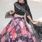 Lorenvalley Black Faux Georgette Digital Printed with Sequins & Thread Embroidered work Lehenga Choli | Swadesiicart